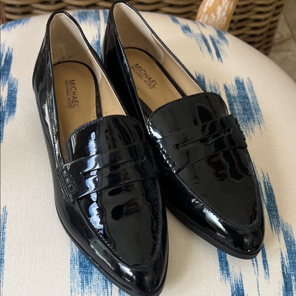 Michael Kors Shiny Black Loafers 5.5